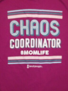 LOVE & PINEAPPLES womens T-SHIRT pink CHAOS #momlife TEE top SIZE M